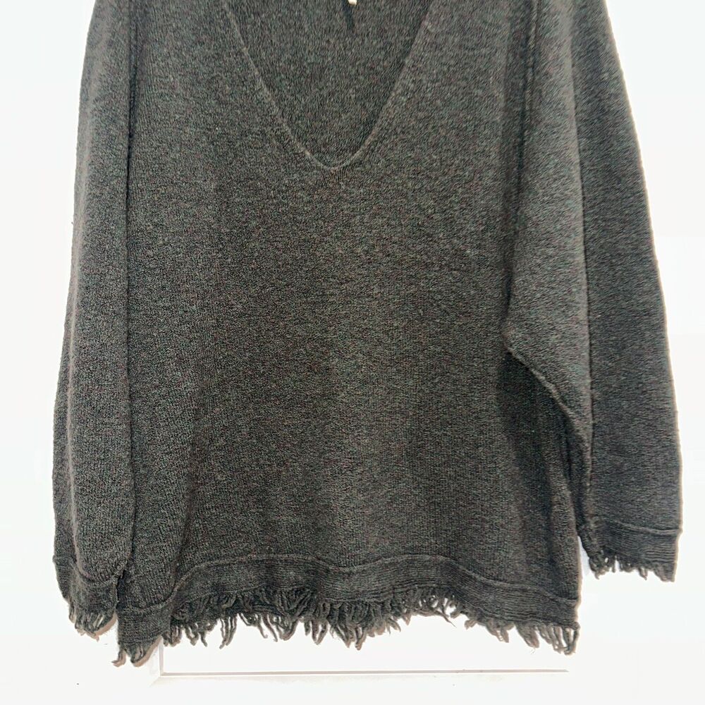 Free People V-Neck Wool Blend Sweater S Green Oversized Slouchy Pullover - Picture 3 of 9